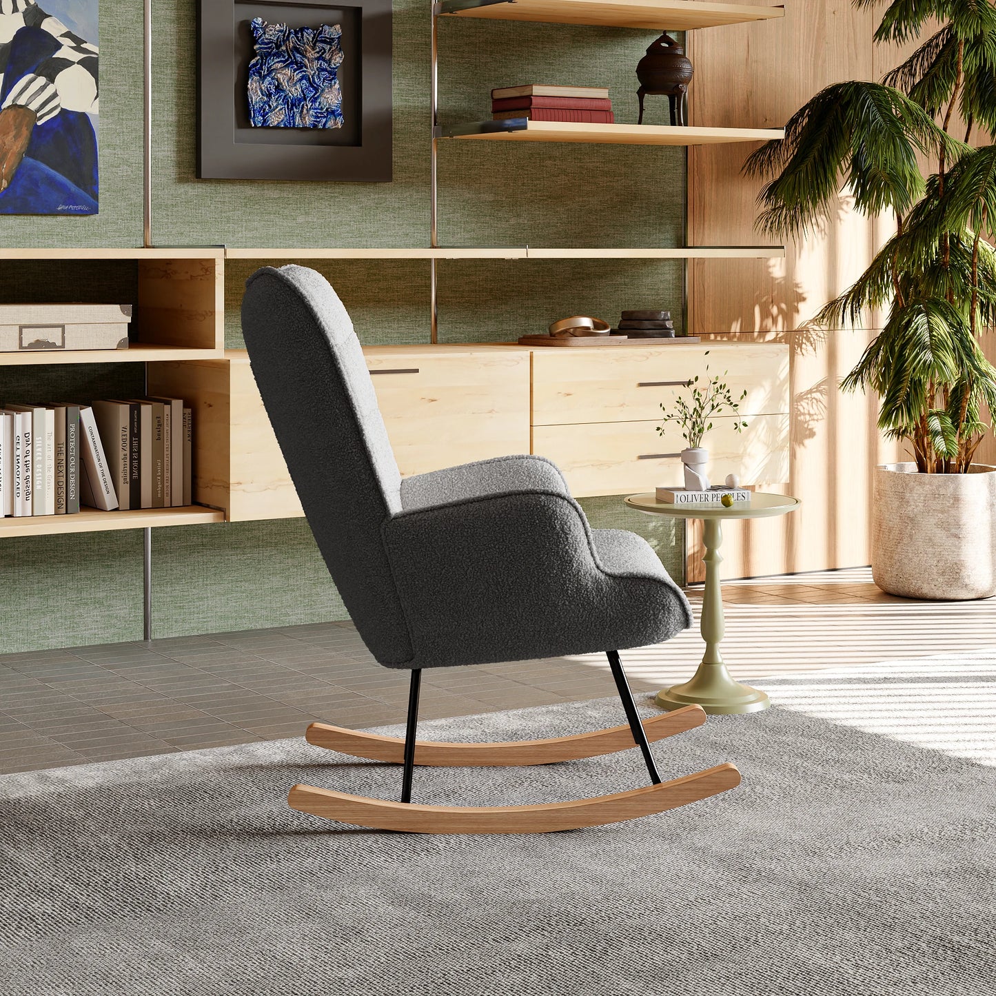 Single living room Sofas chair Leisure Light Luxury Deck Lazy Bedroom Sofa living room Modern Grey Teddy Suede