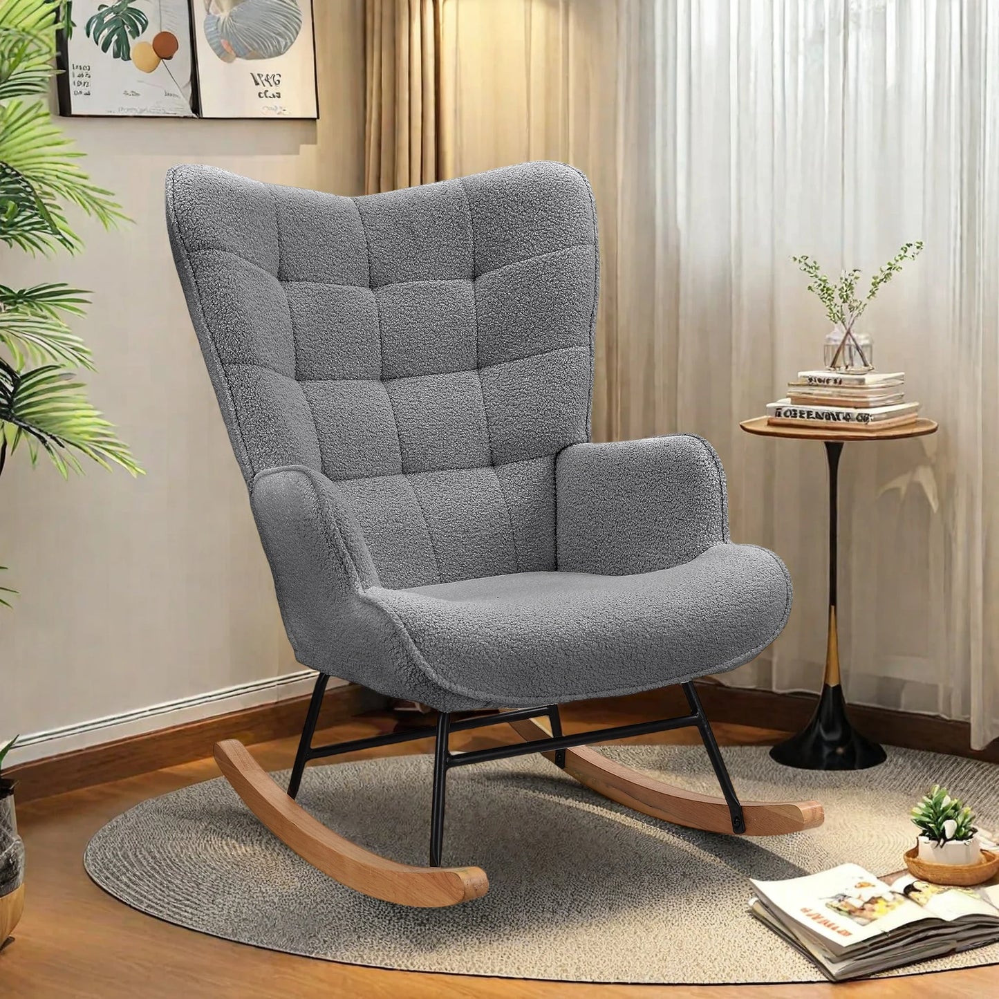 Single living room Sofas chair Leisure Light Luxury Deck Lazy Bedroom Sofa living room Modern Grey Teddy Suede