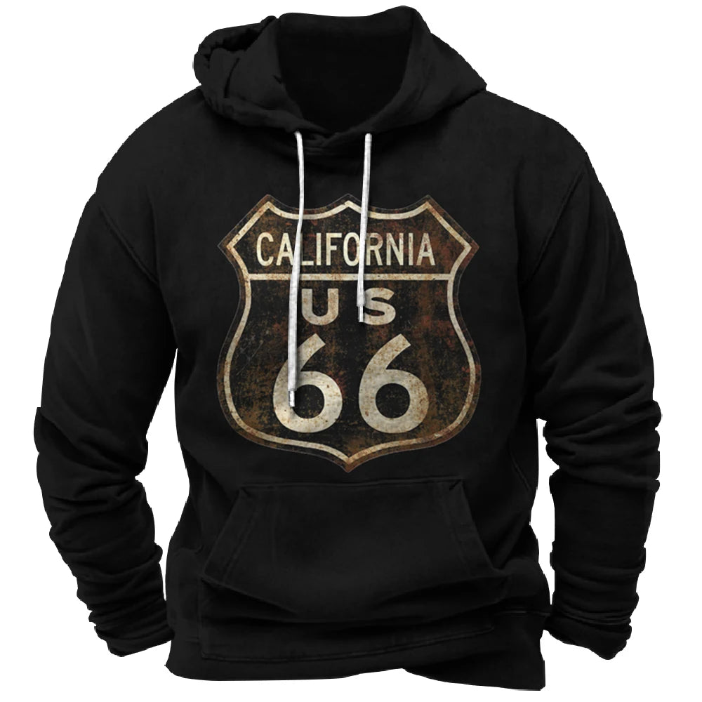 Vintage Hoodie Route 66 3d Print Hoodies Men Women Fashion Sweatshirts Boy Coats Sweats Men's Clothing Tracksuits