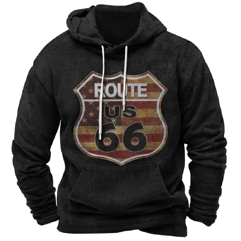 Vintage Hoodie Route 66 3d Print Hoodies Men Women Fashion Sweatshirts Boy Coats Sweats Men's Clothing Tracksuits