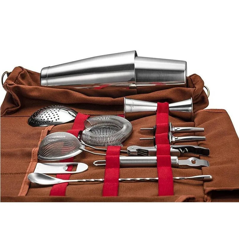 New Style Bar Sets Cocktail Bag Multi Functional Wine Storage  Outdoor Portable Shoulder Bag Travel Bartender Kit Bag