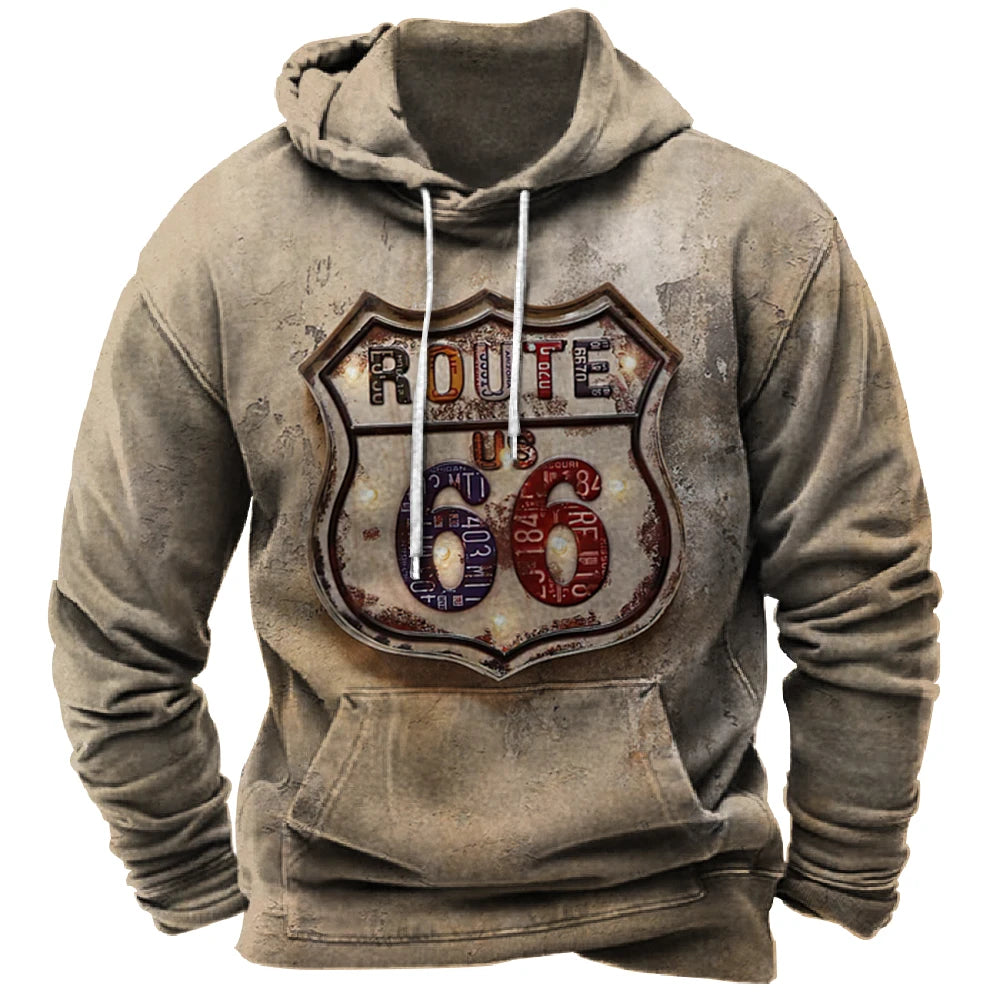 Vintage Hoodie Route 66 3d Print Hoodies Men Women Fashion Sweatshirts Boy Coats Sweats Men's Clothing Tracksuits