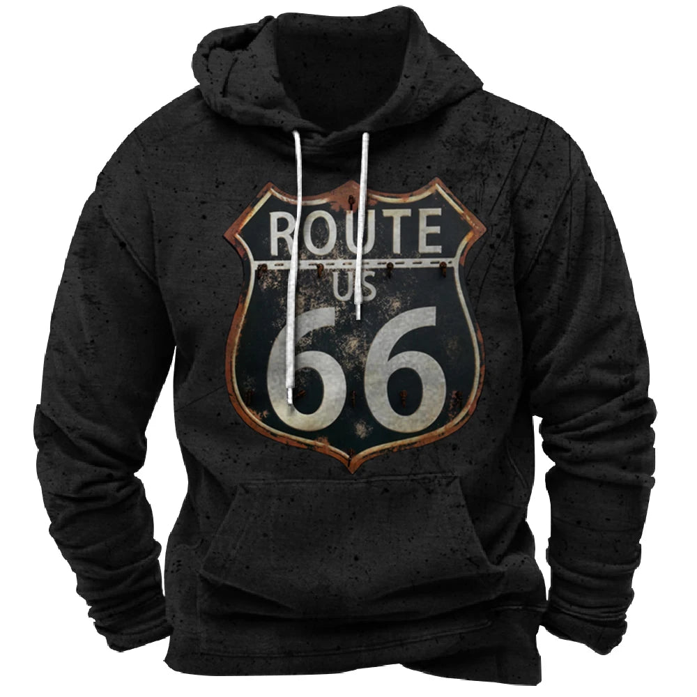 Vintage Hoodie Route 66 3d Print Hoodies Men Women Fashion Sweatshirts Boy Coats Sweats Men's Clothing Tracksuits