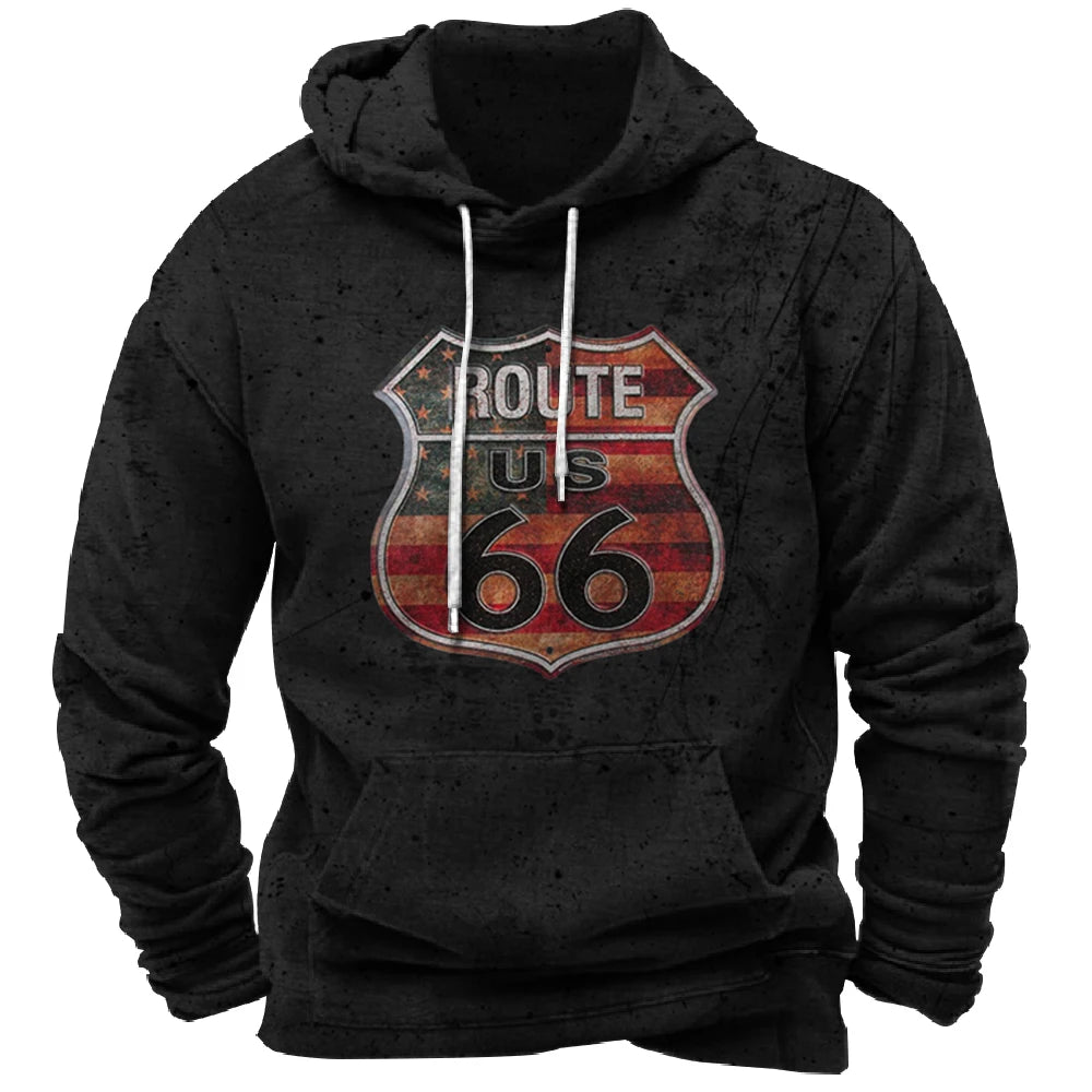 Vintage Hoodie Route 66 3d Print Hoodies Men Women Fashion Sweatshirts Boy Coats Sweats Men's Clothing Tracksuits