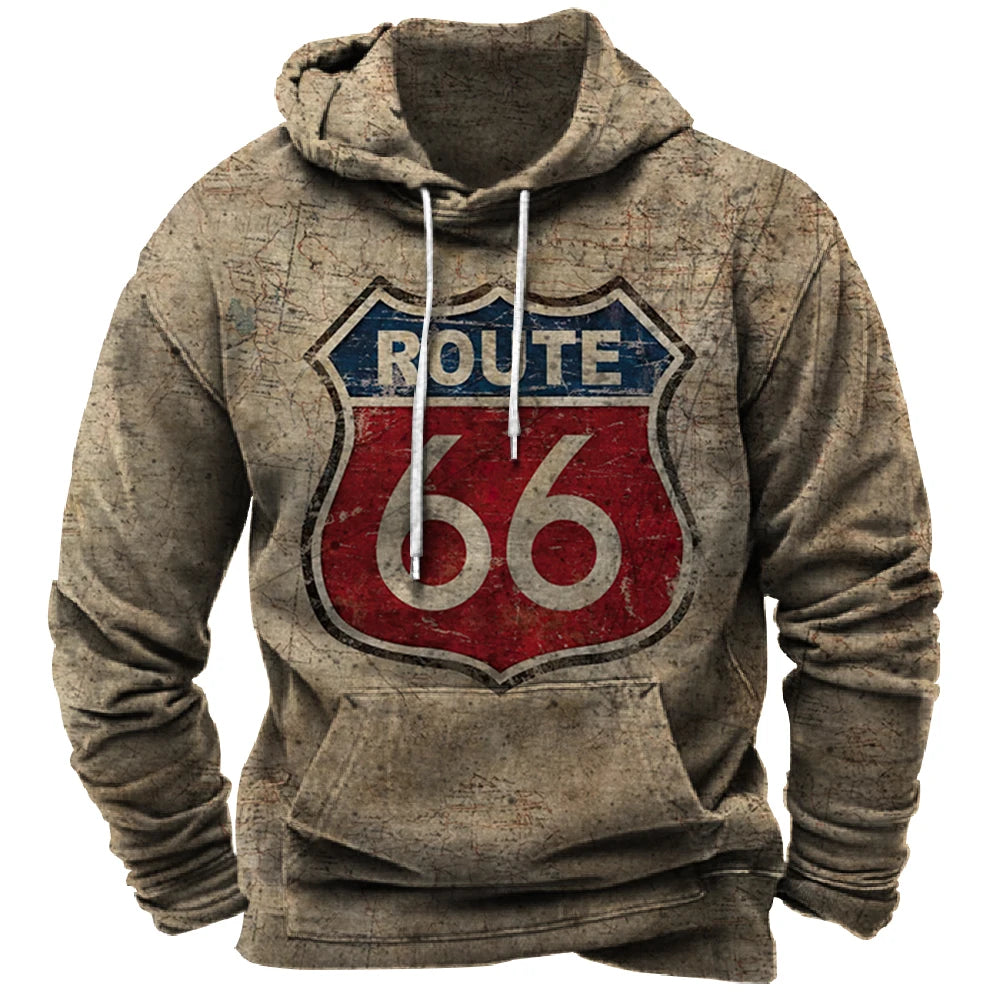 Vintage Hoodie Route 66 3d Print Hoodies Men Women Fashion Sweatshirts Boy Coats Sweats Men's Clothing Tracksuits