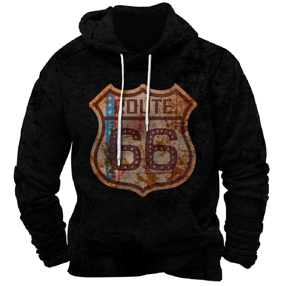 Vintage Hoodie Route 66 3d Print Hoodies Men Women Fashion Sweatshirts Boy Coats Sweats Men's Clothing Tracksuits