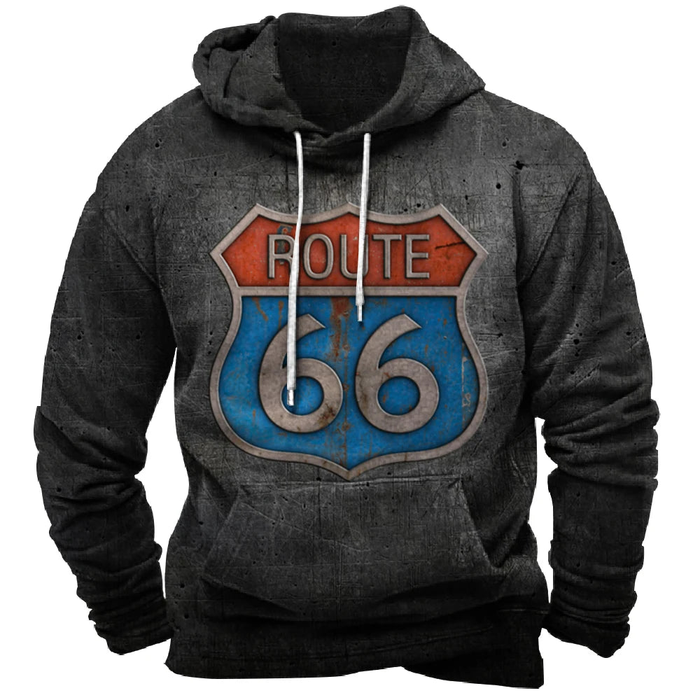 Vintage Hoodie Route 66 3d Print Hoodies Men Women Fashion Sweatshirts Boy Coats Sweats Men's Clothing Tracksuits