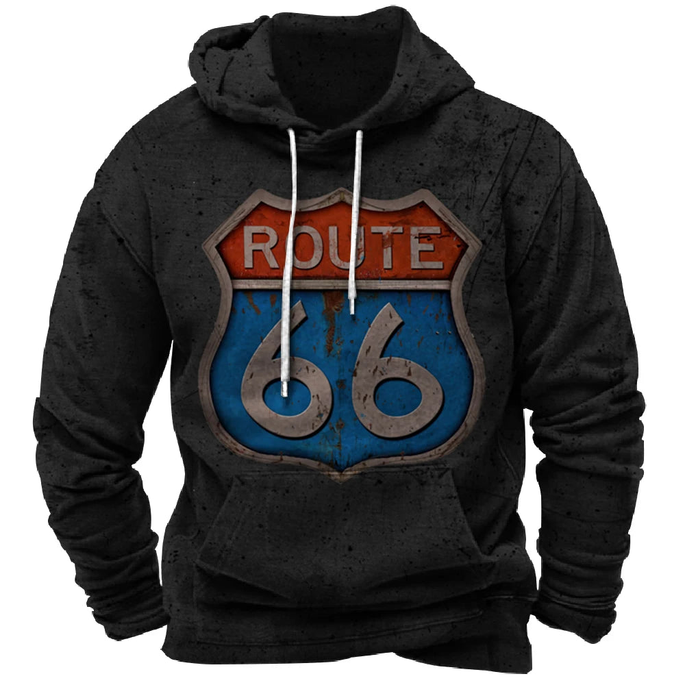 Vintage Hoodie Route 66 3d Print Hoodies Men Women Fashion Sweatshirts Boy Coats Sweats Men's Clothing Tracksuits